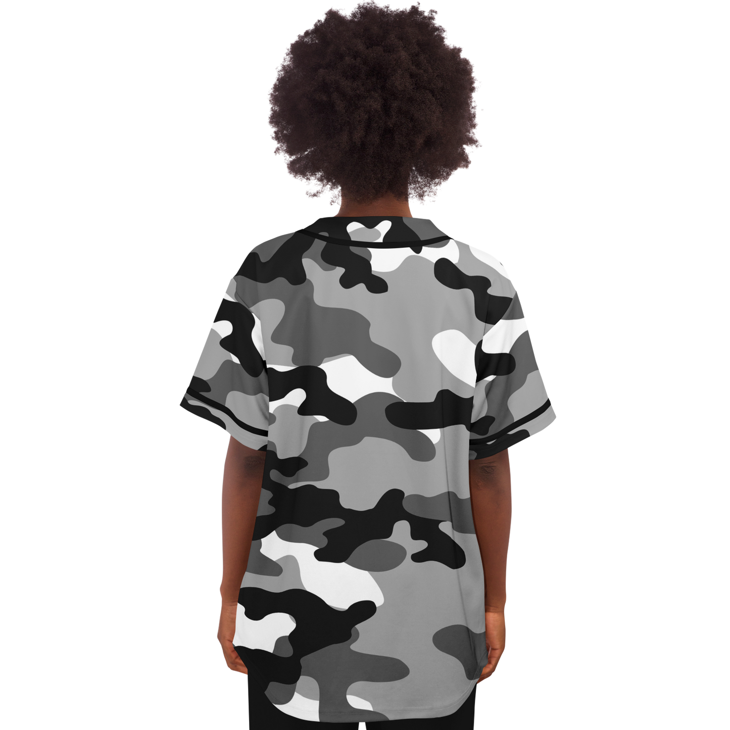 Camo Baseball Jersey | Black, White & Gray Camouflage