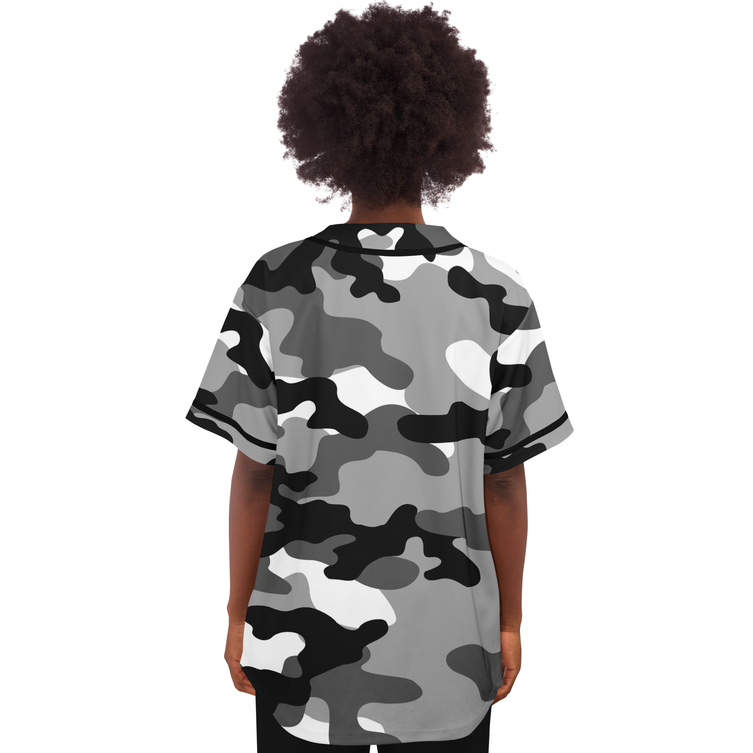 Camo Baseball Jersey | Black, White & Gray Camouflage