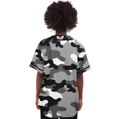 Camo Baseball Jersey | Black, White & Gray Camouflage