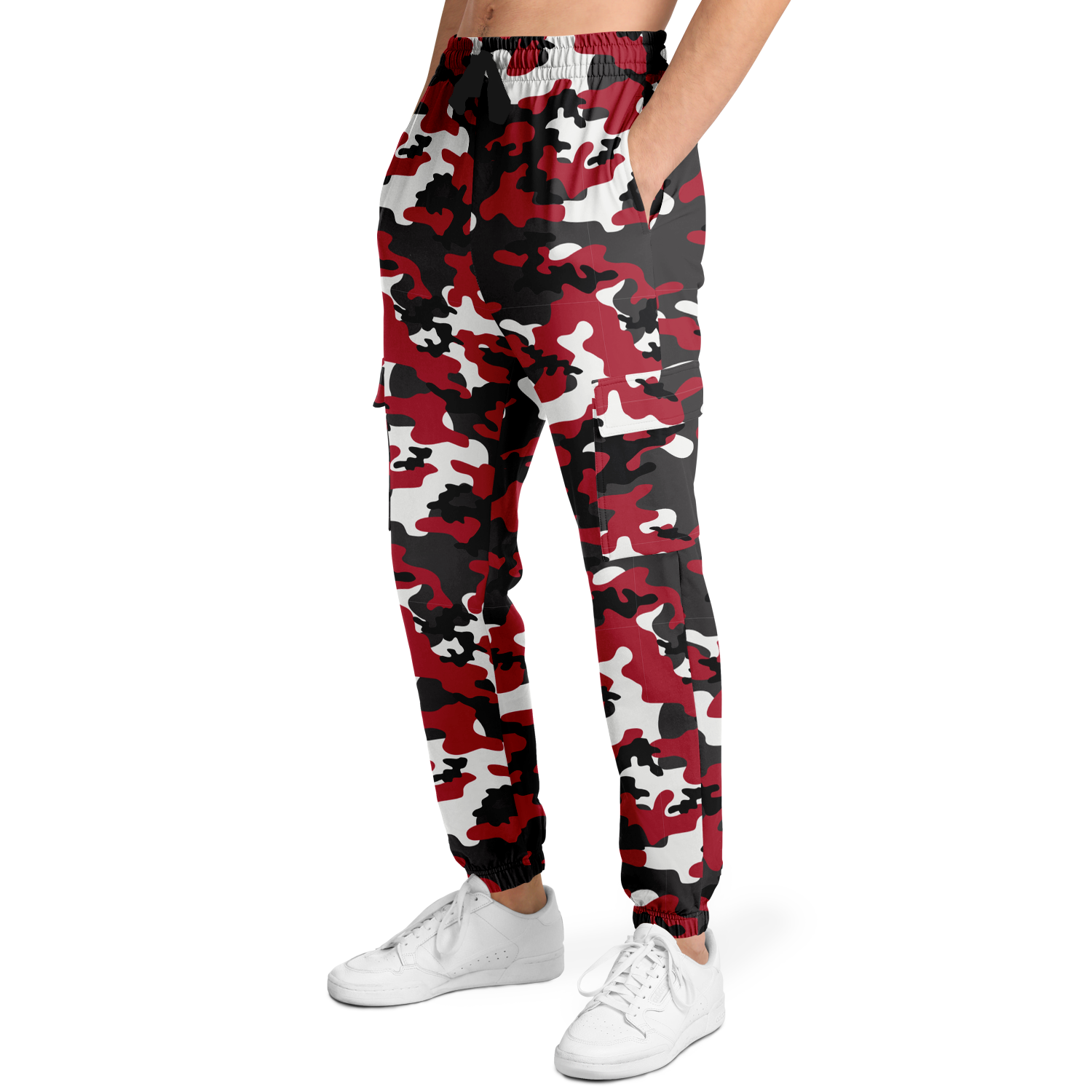 Red Camo Cargo Pants | MIxed Jungle Green, Black, & White