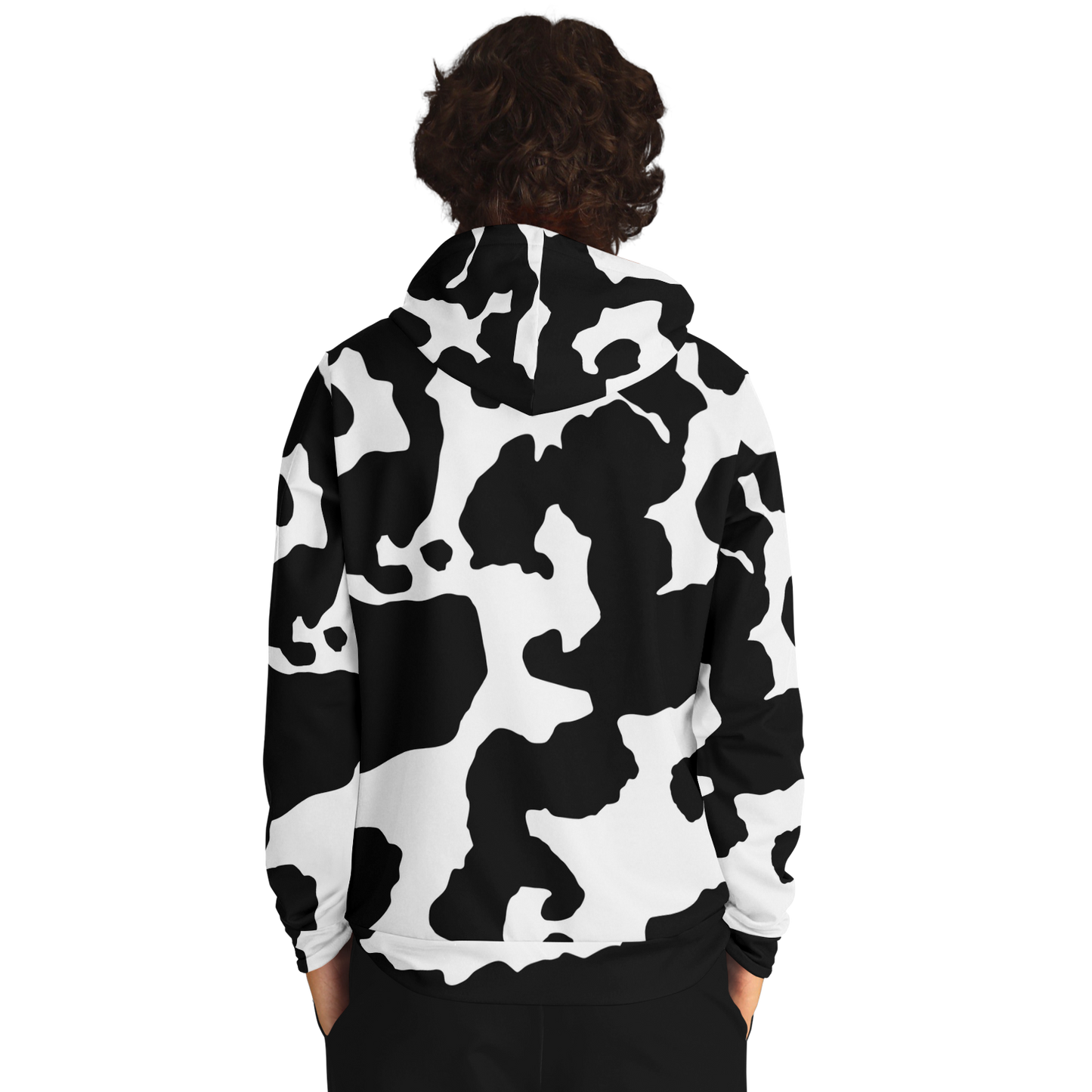 Camo Hoodie | Black & White Cow Camouflage