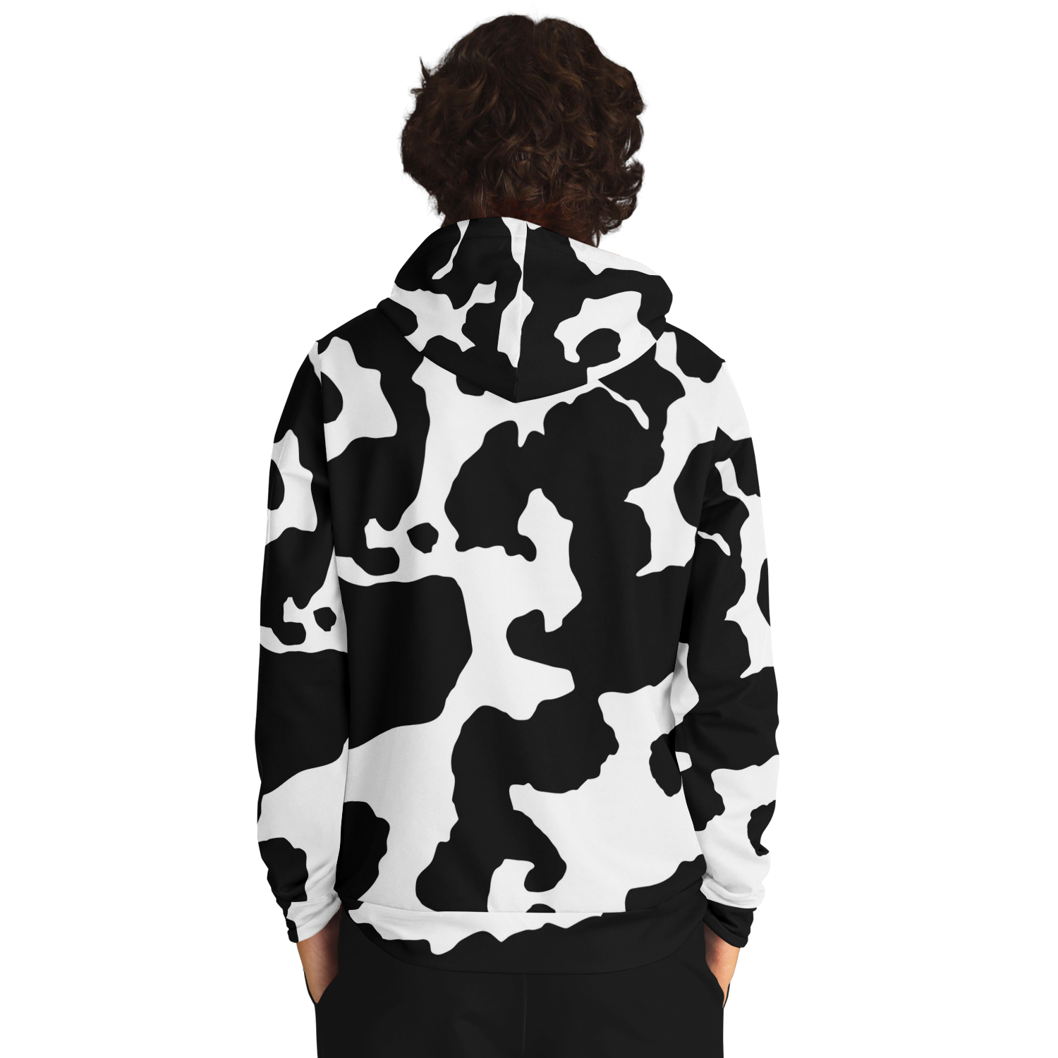 Camo Hoodie | Black & White Cow Camouflage