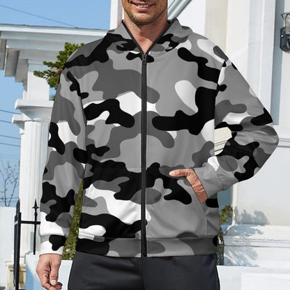 Zip up Camo Hoodie | Black, White & Gray Camouflage