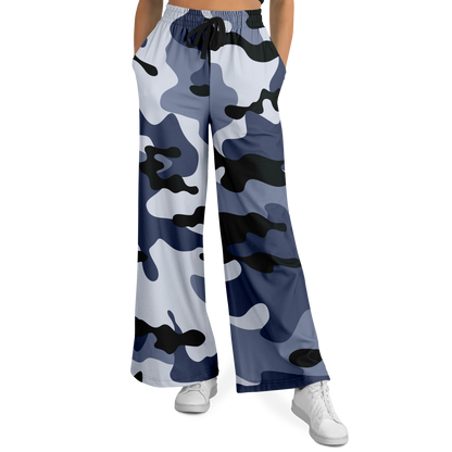 Camo Wide Leg Pants | Light Blue Camouflage