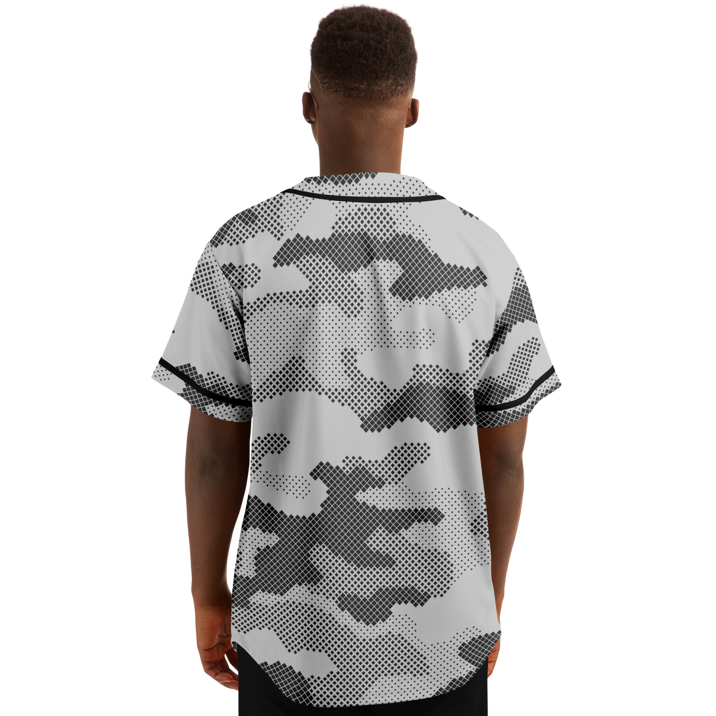 Camo Baseball Jersey | Black & White Digital Dotted