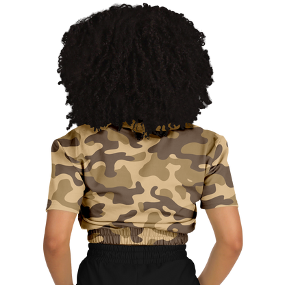 Camo Crop Top Sweatshirt | Khaki Camouflage