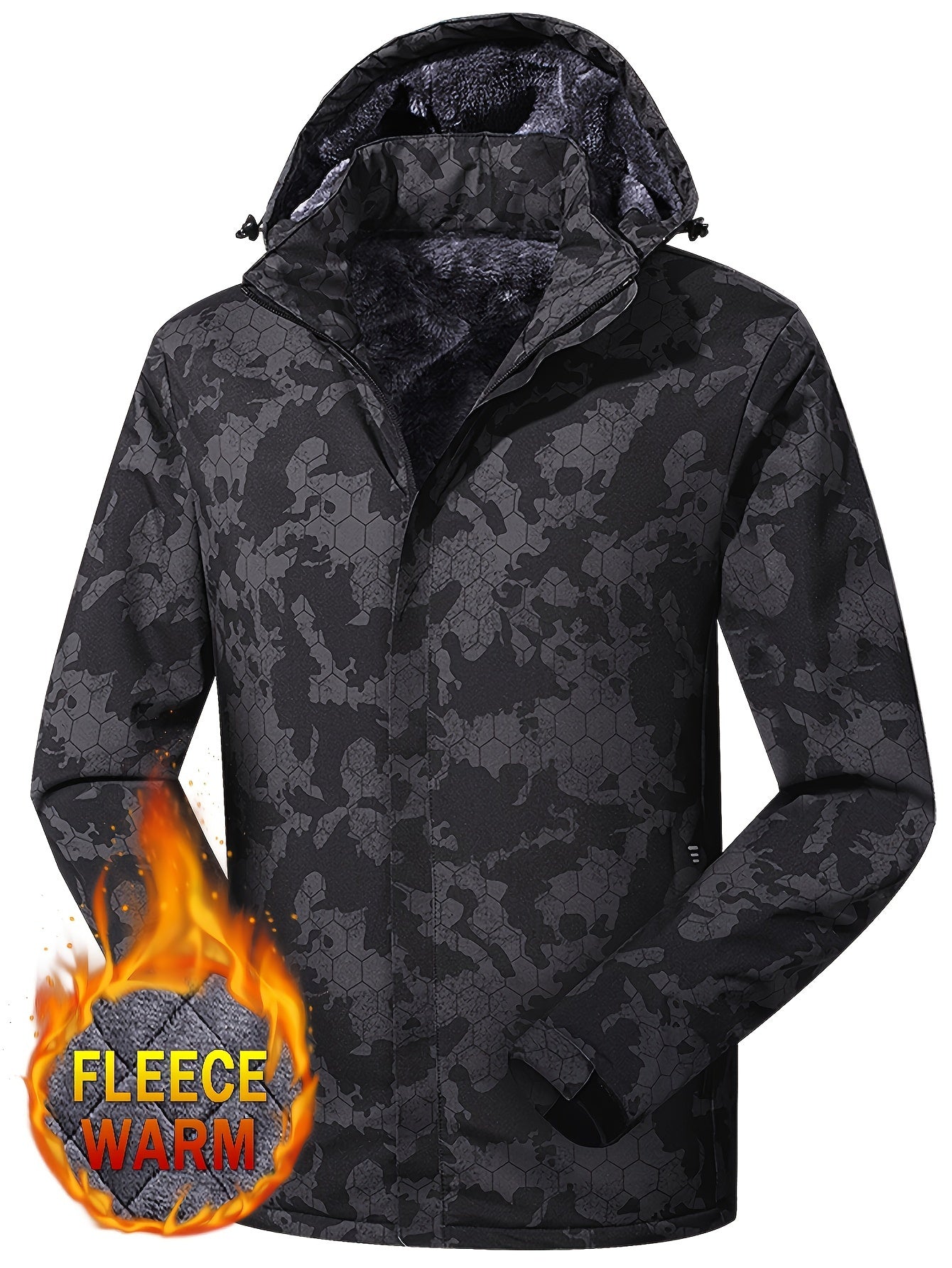 Men's Winter Camo Jacket: Waterproof, Detachable Hood, Plus Velvet