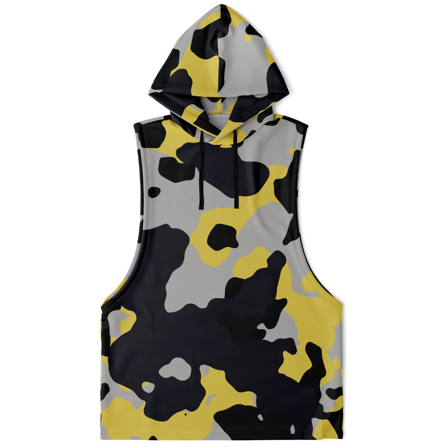 Sleeveless Hoodie | Yellow, Black & Silver Camouflage