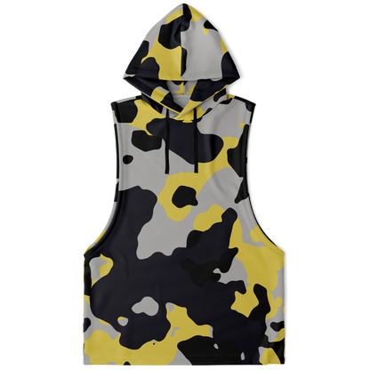 Sleeveless Hoodie | Yellow, Black & Silver Camouflage