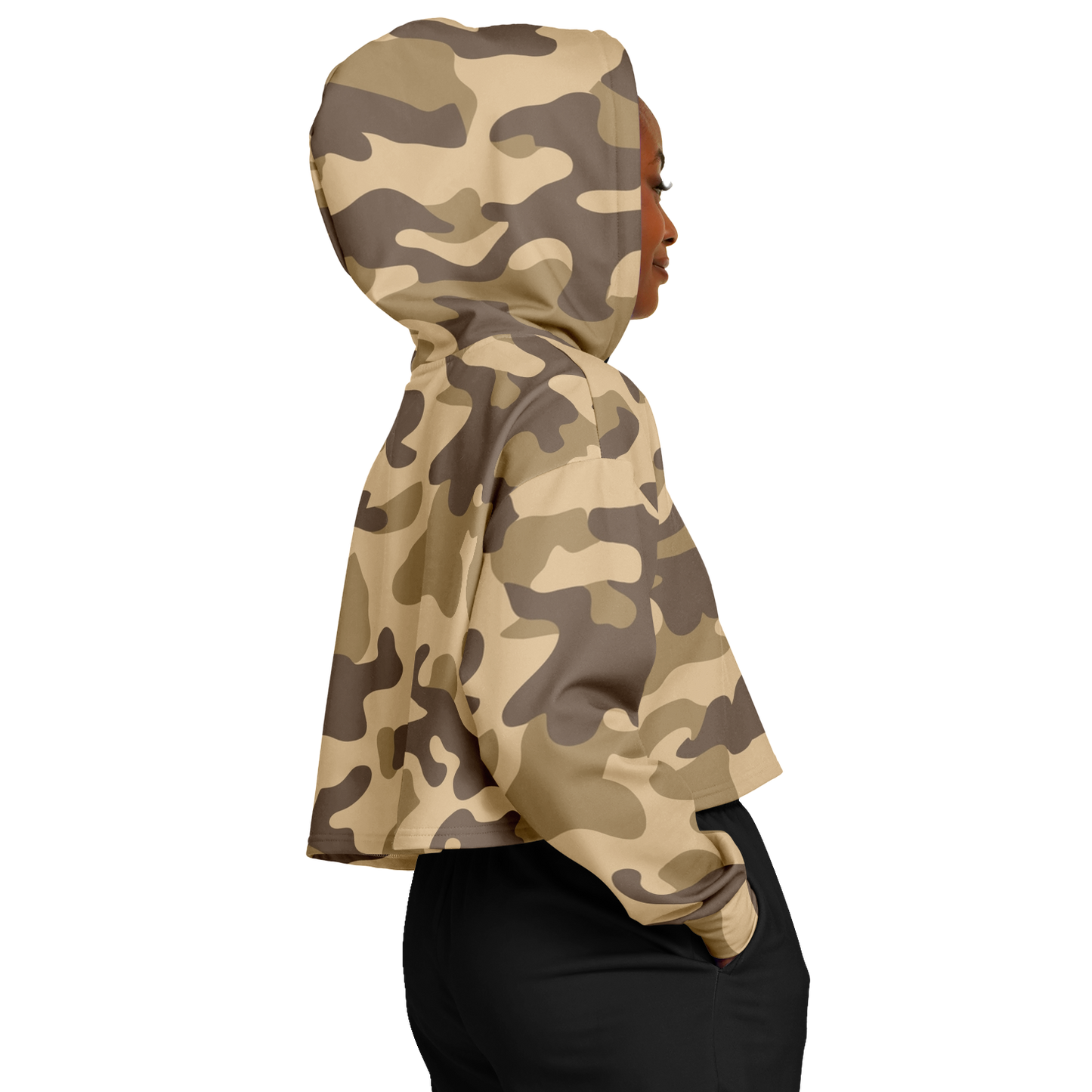 Cropped Hoodie For Women | Khaki Camouflage