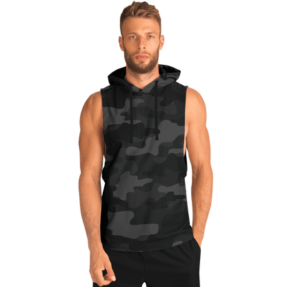 Sleeveless Hoodie | Black Camouflage