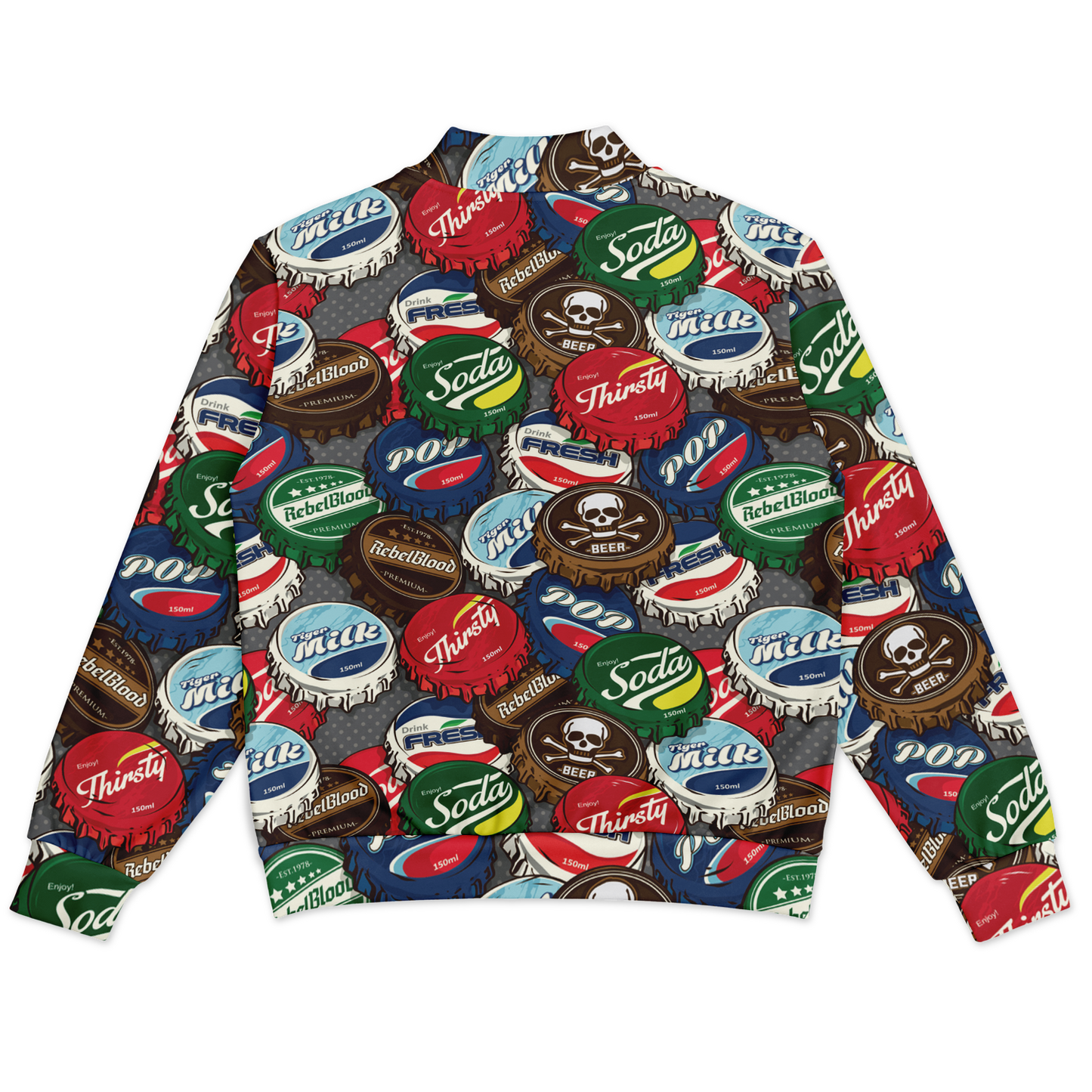 Baseball Jacket | Pop Art Bottle Caps | Heavyweight Coat