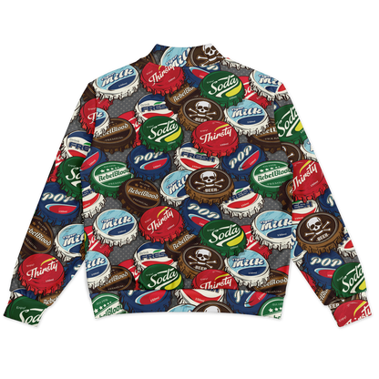 Baseball Jacket | Pop Art Bottle Caps | Heavyweight Coat