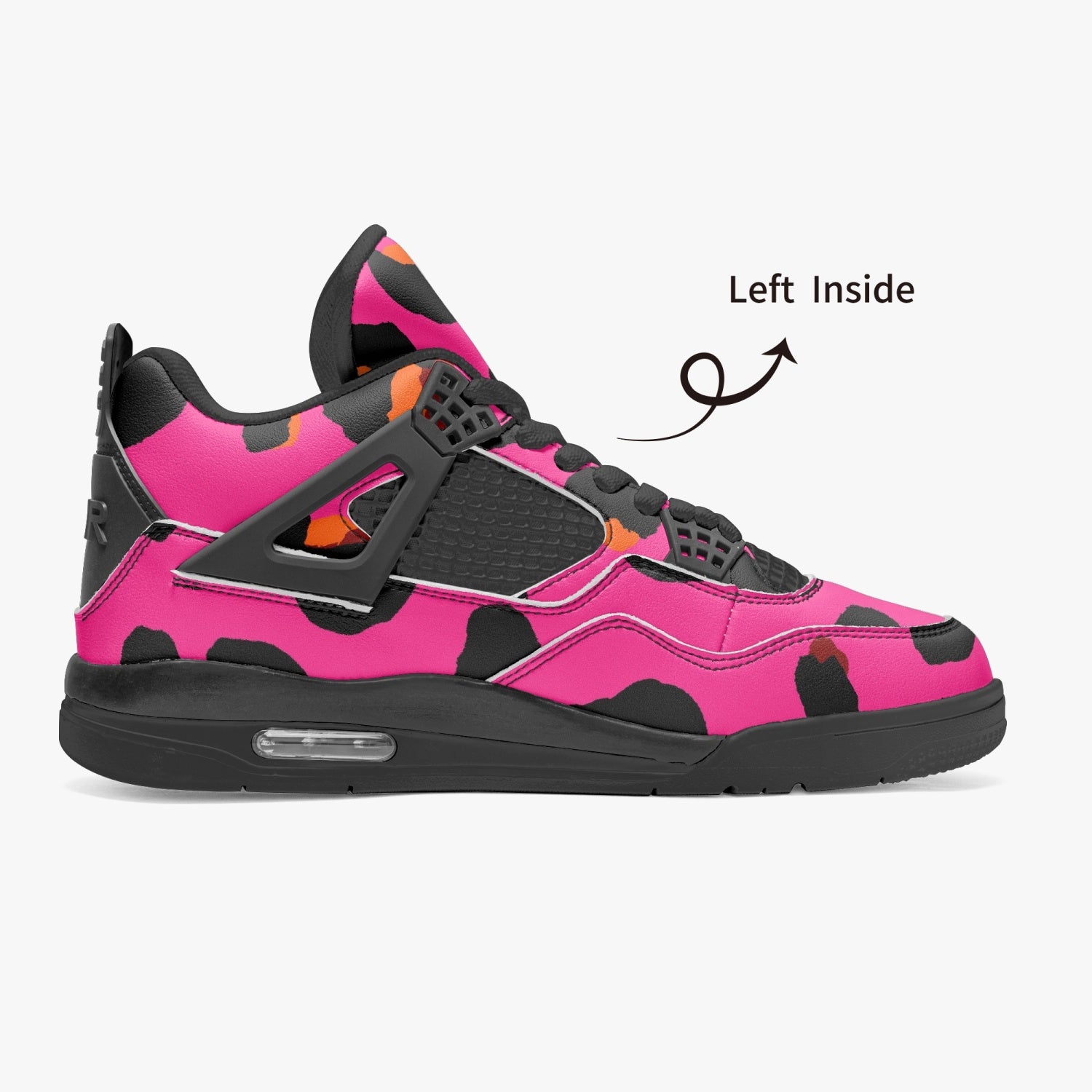 Leopard Jordans AJ4 | Cerise Pink, Orange and Black Pattern