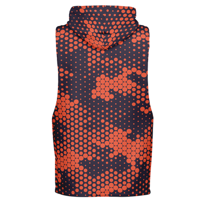 Sleeveless Hoodie | Orange & Blue Digital Camouflage