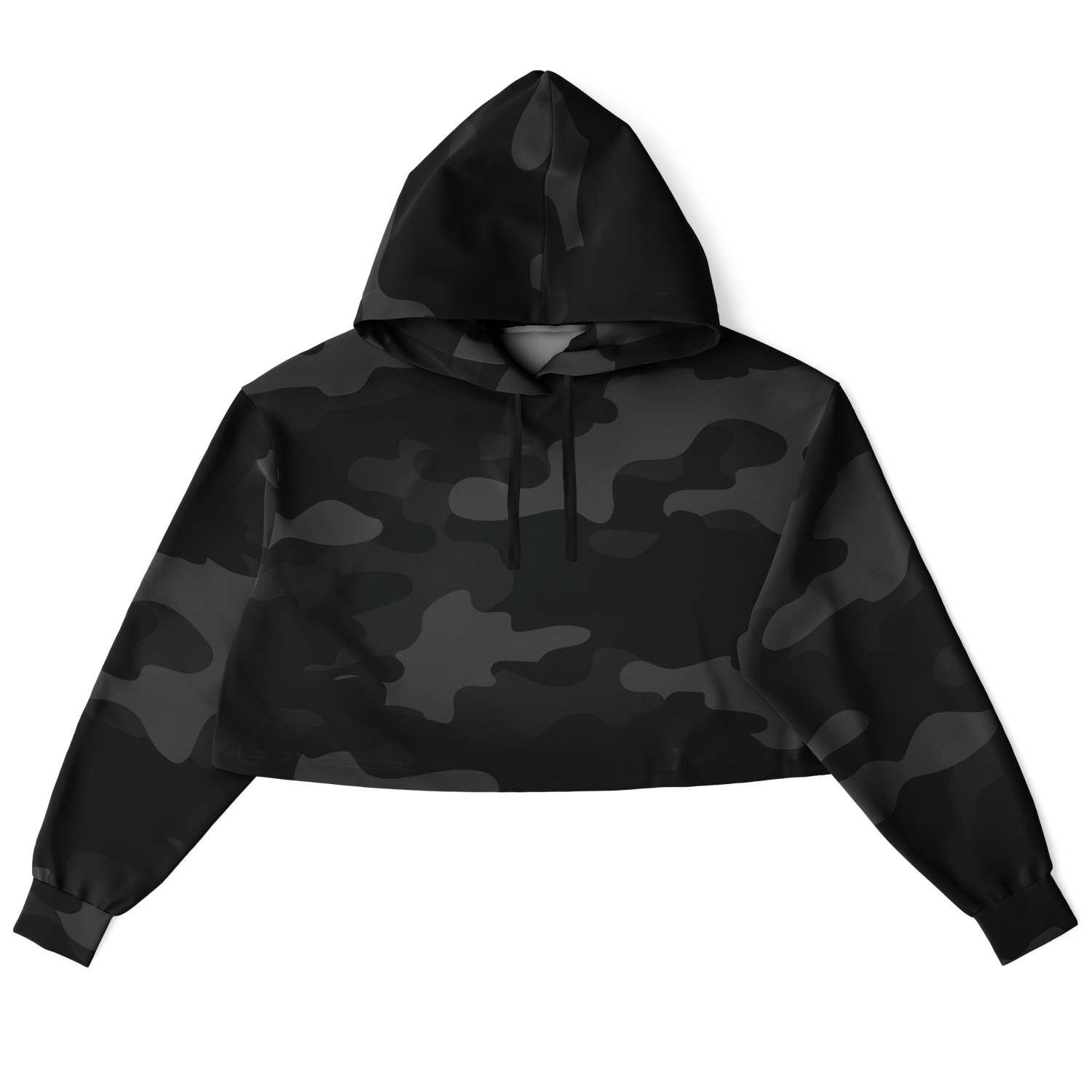 Cropped Hoodie For Women | Black Camouflage