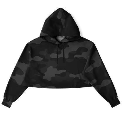 Cropped Hoodie For Women | Black Camouflage