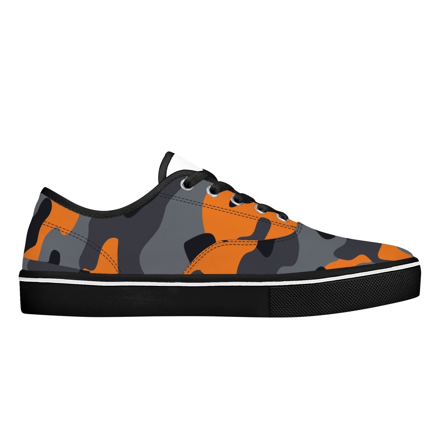 Camo Skate Shoes | Orange, Black, and Gray Camouflage