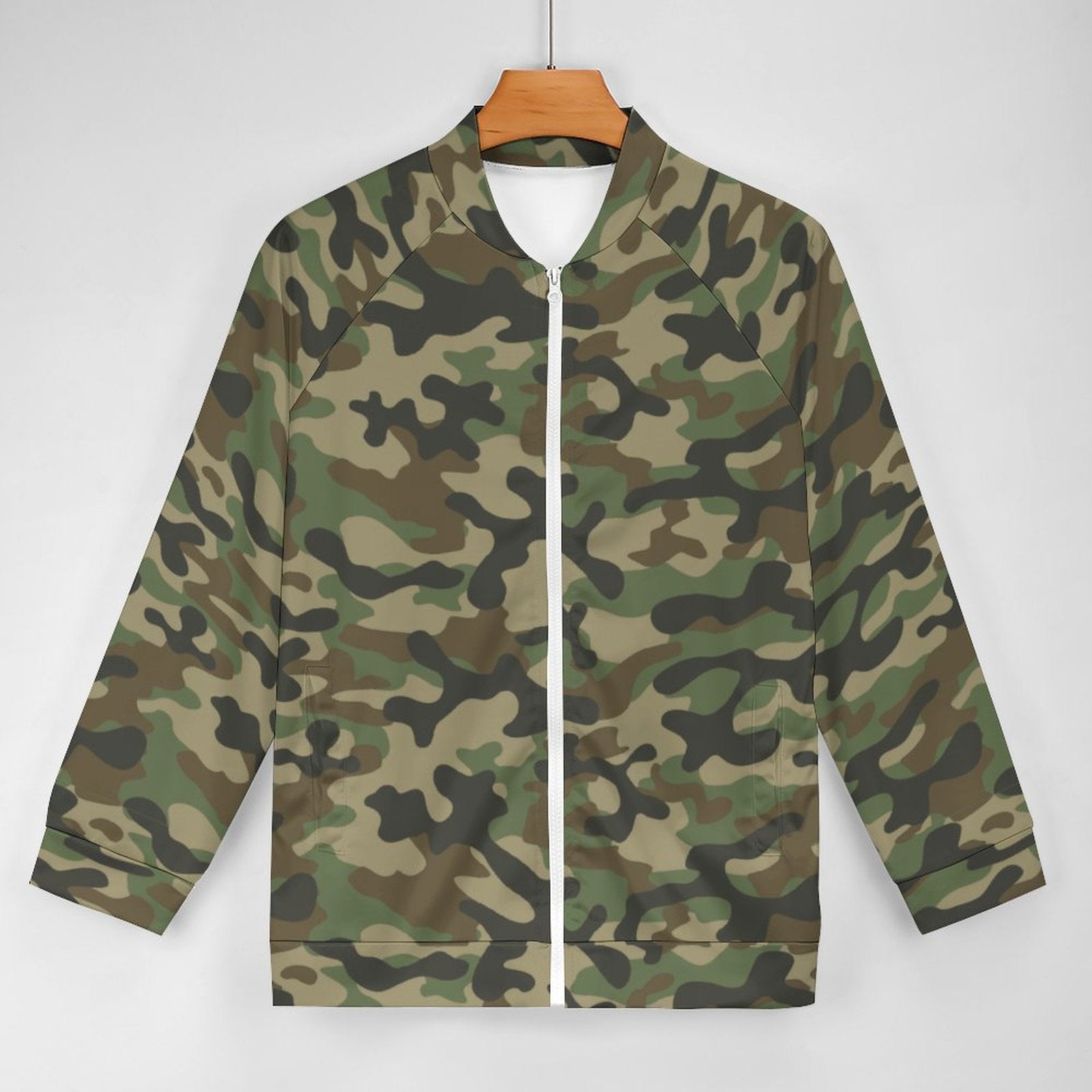 Camo Shirt | Raglan Zip-up | Military Brown