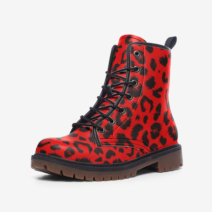 Leopard Boots | Lightweight Leather | Red and Black