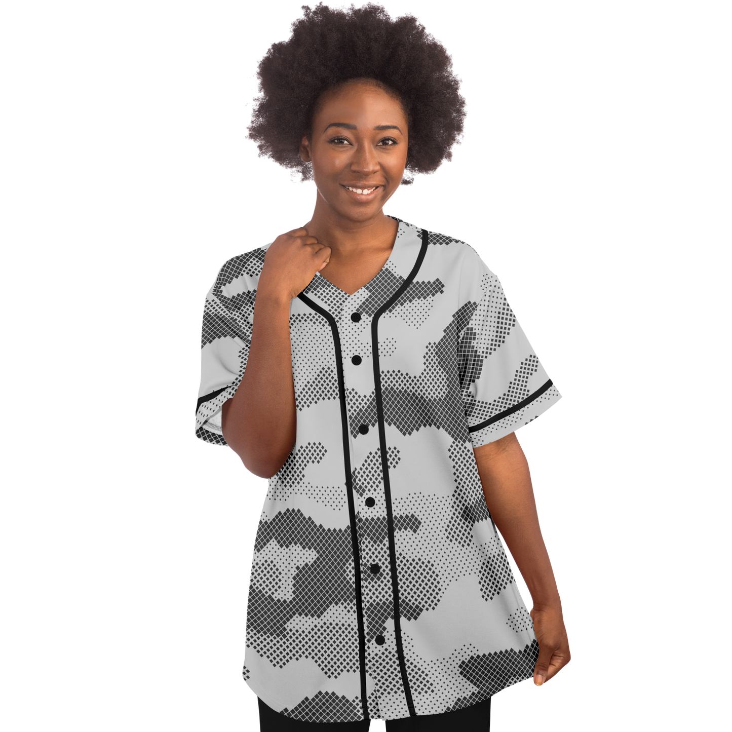 Camo Baseball Jersey | Black & White Digital Dotted