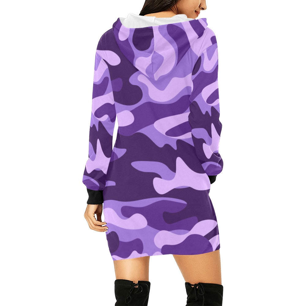 Camo Hoodie Dress | Purple, Blue and Mauve Camouflage