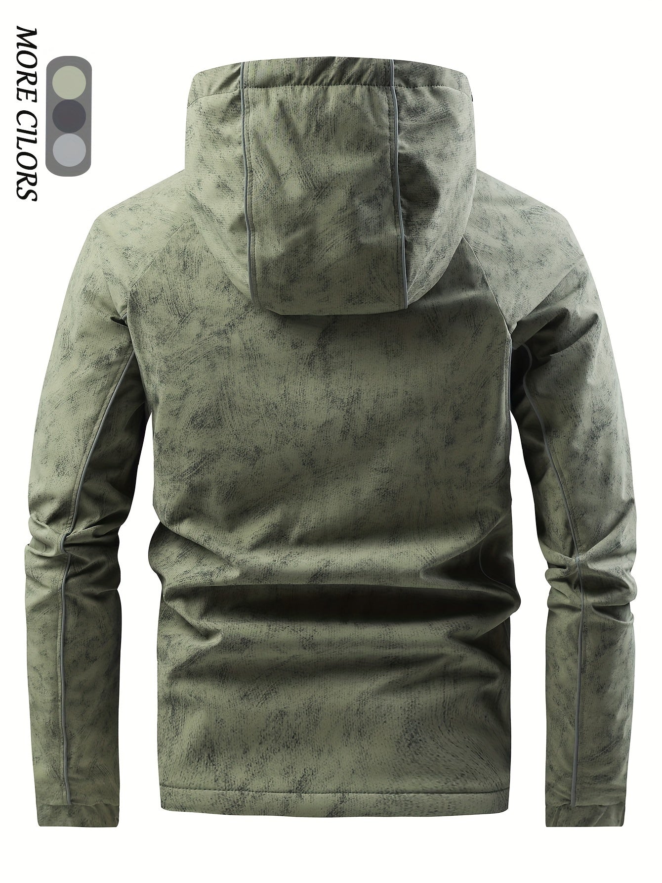 Men's Camo Hooded Jacket with Zip-Up Front, Elastic Cuffs