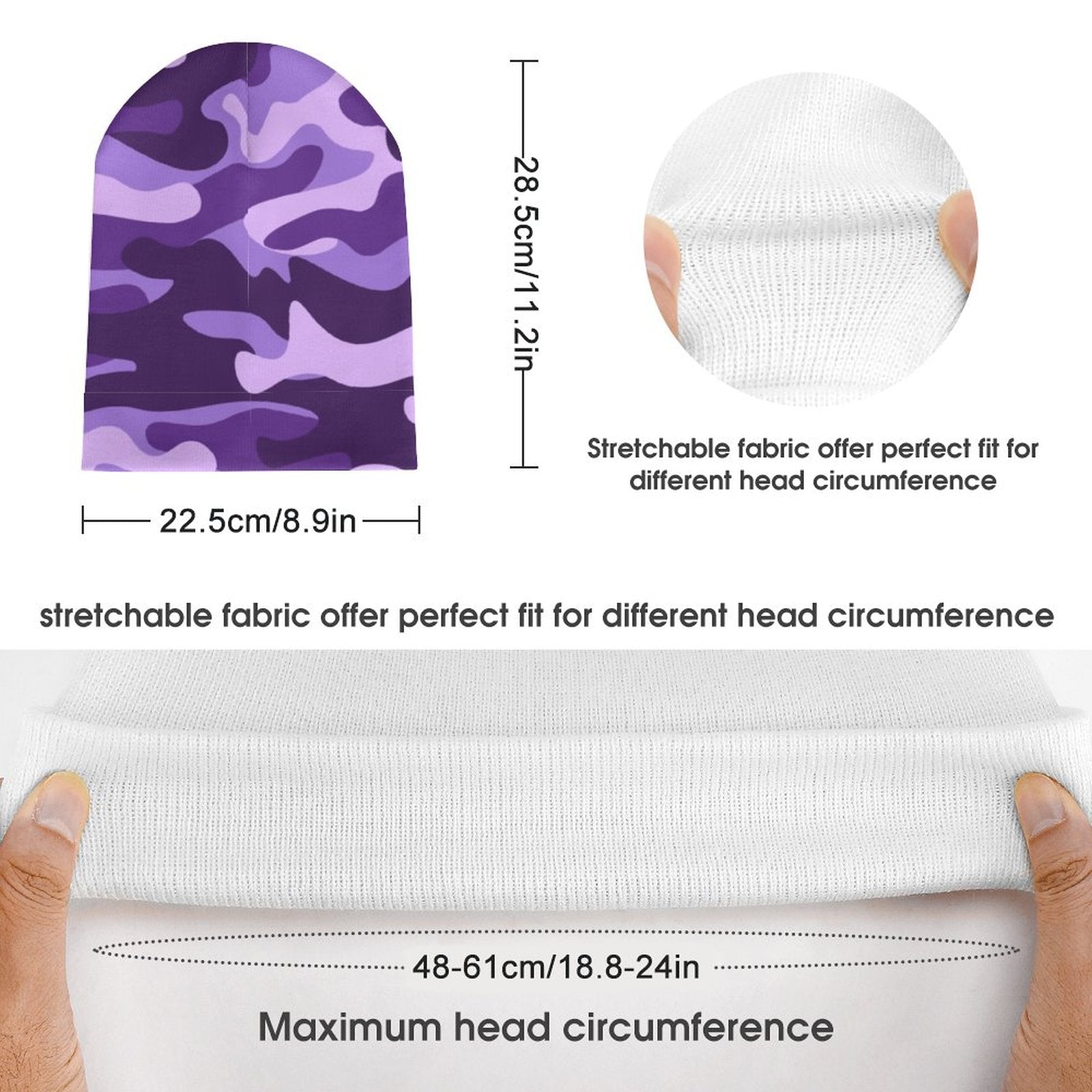 Camo Beanie | Purple, Blue & Mauve Camouflage