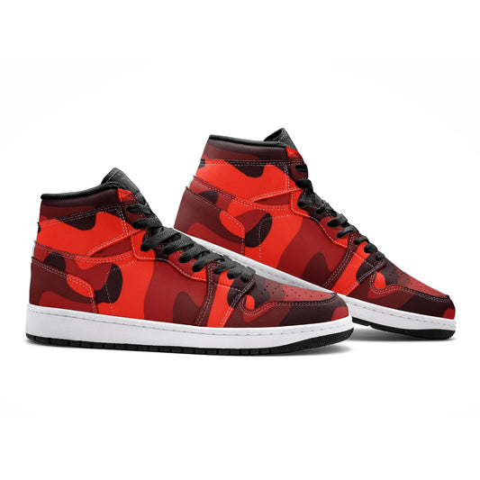 Camo Sneakers | High-Top | Scarlet Red & Black Camouflage