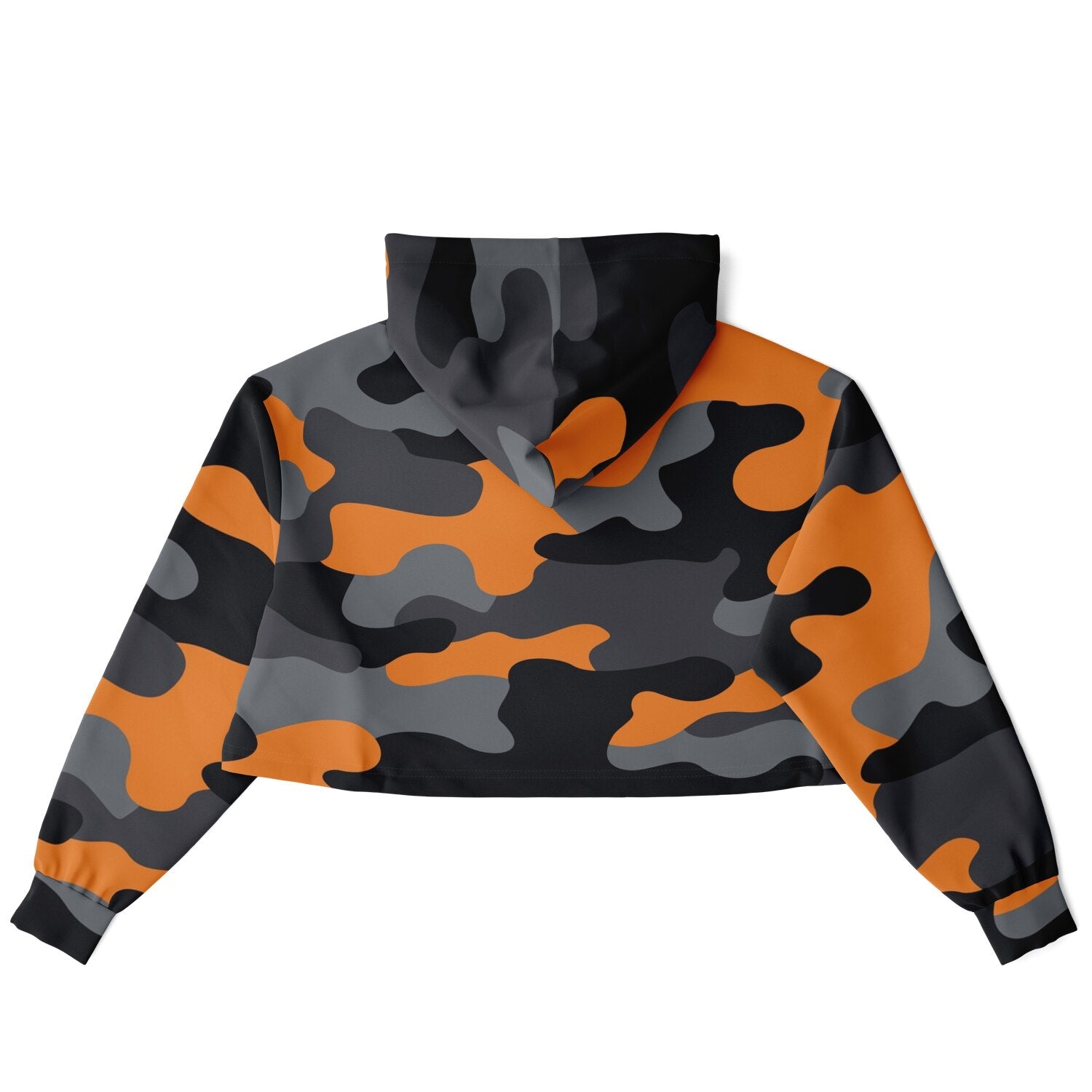 Cropped Hoodie For Women | Orange, Gray & Black Camouflage