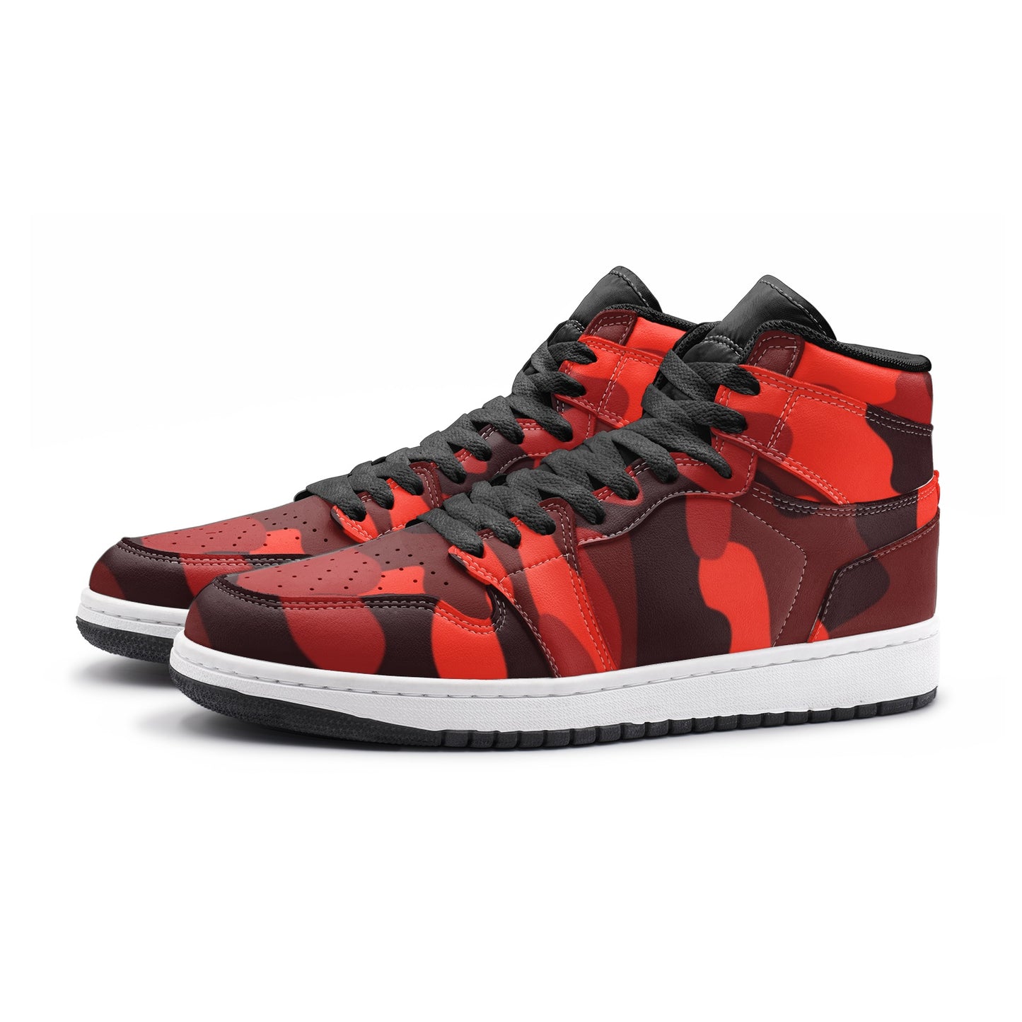 Camo Sneakers | High-Top | Scarlet Red & Black Camouflage