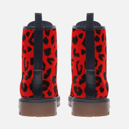 Leopard Boots | Lightweight Leather | Red and Black