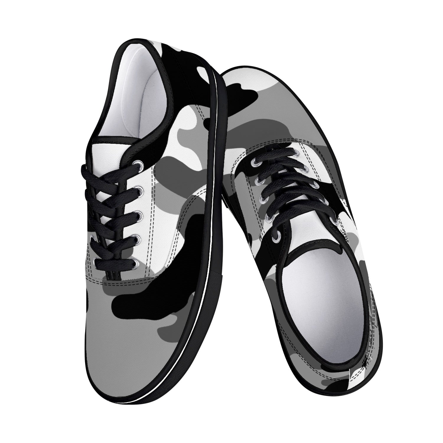 Camo Skate Shoes | Gray, Black, and White Camouflage