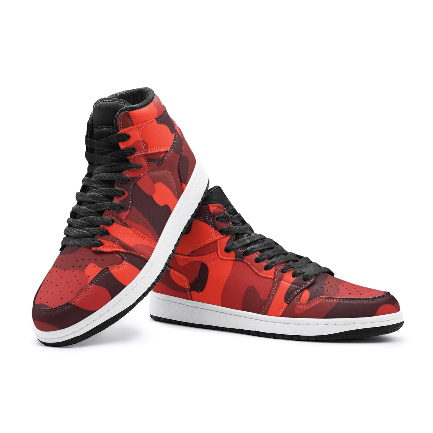 Camo Sneakers | High-Top | Scarlet Red & Black Camouflage