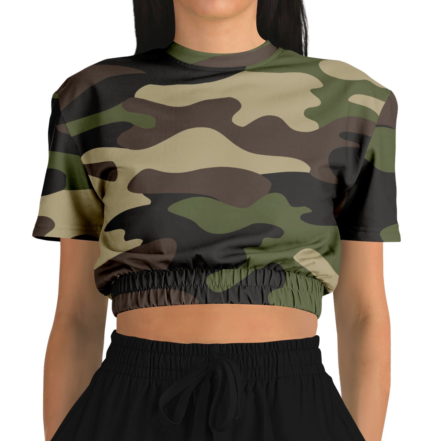 Camo Crop Top Sweatshirt | Classic Green Camouflage