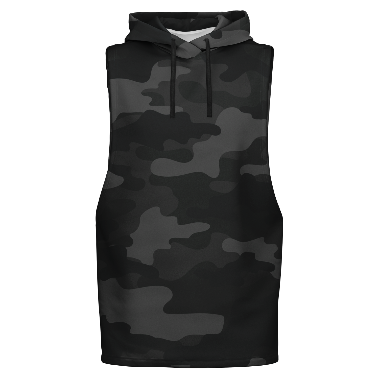 Sleeveless Hoodie | Black Camouflage