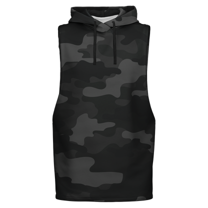 Sleeveless Hoodie | Black Camouflage