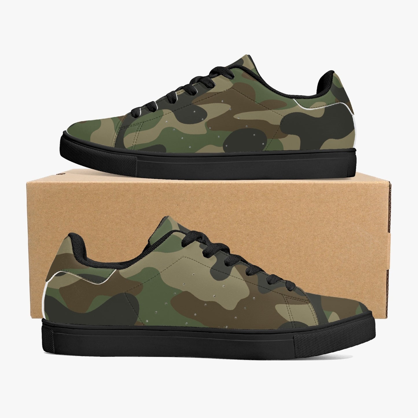 Camo Sneakers | Classic Low-Top Leather | Military Brown