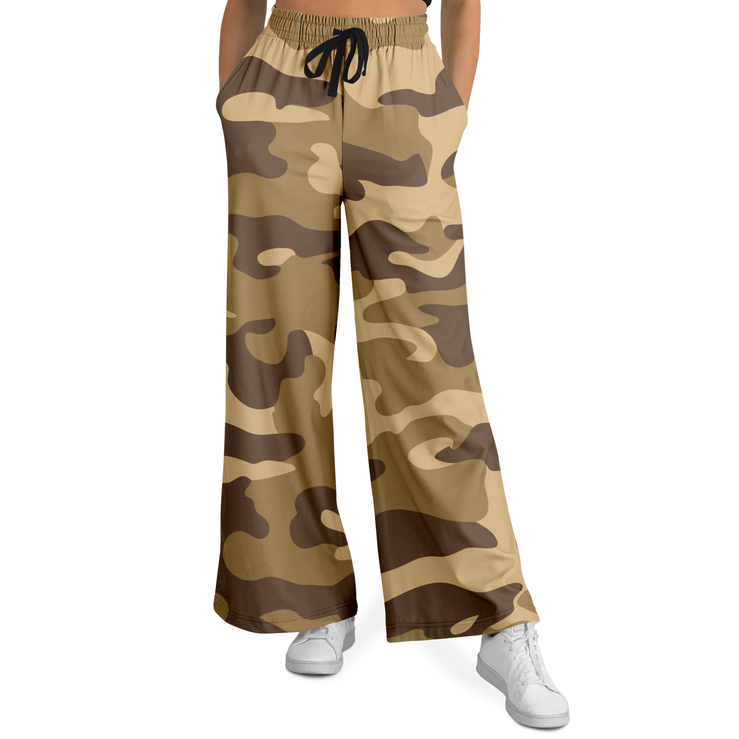 Camo Wide Leg Pants | Khaki Camouflage