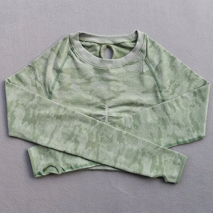 Green Camo Sleeve Crop