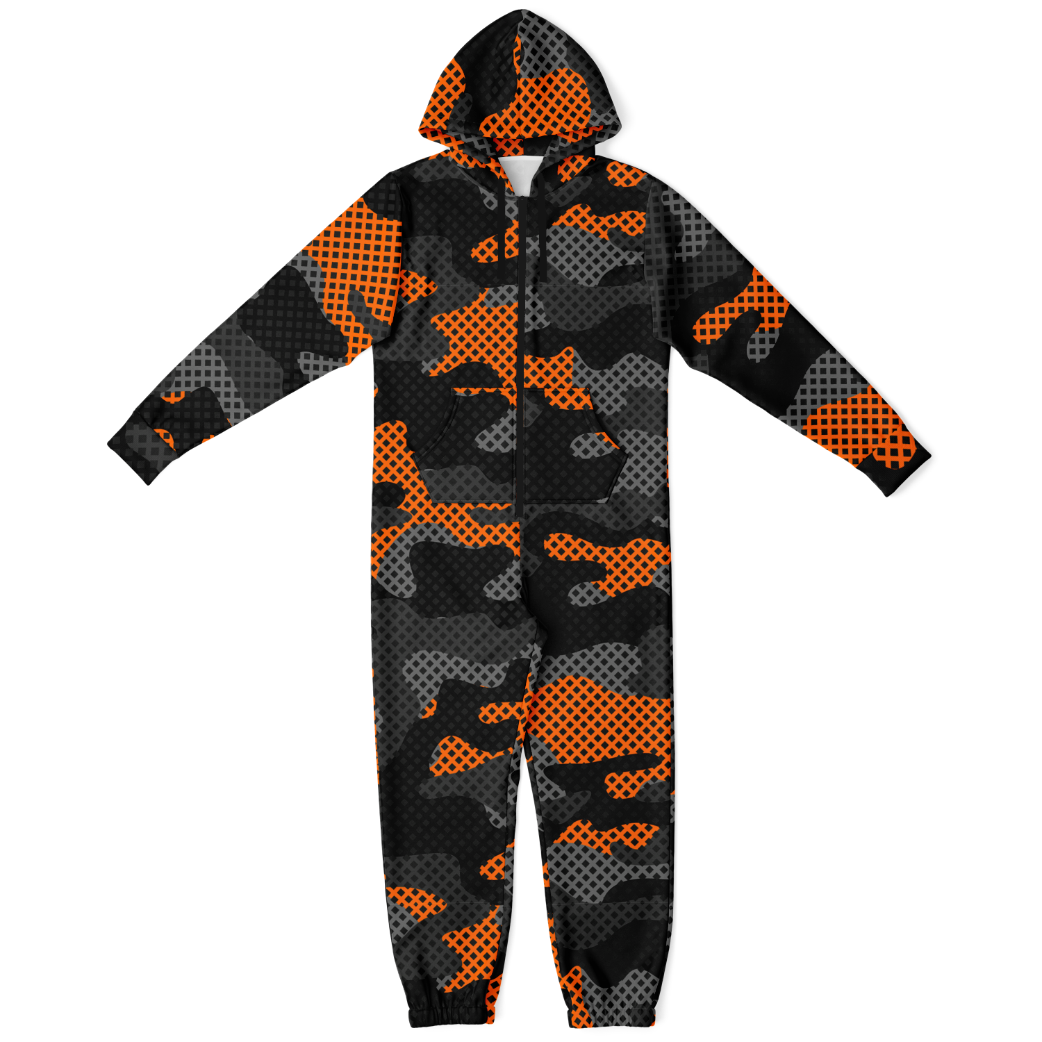 Camo Onesie | Orange and Black Pixel Camouflage