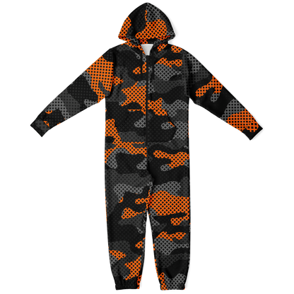 Camo Onesie | Orange and Black Pixel Camouflage