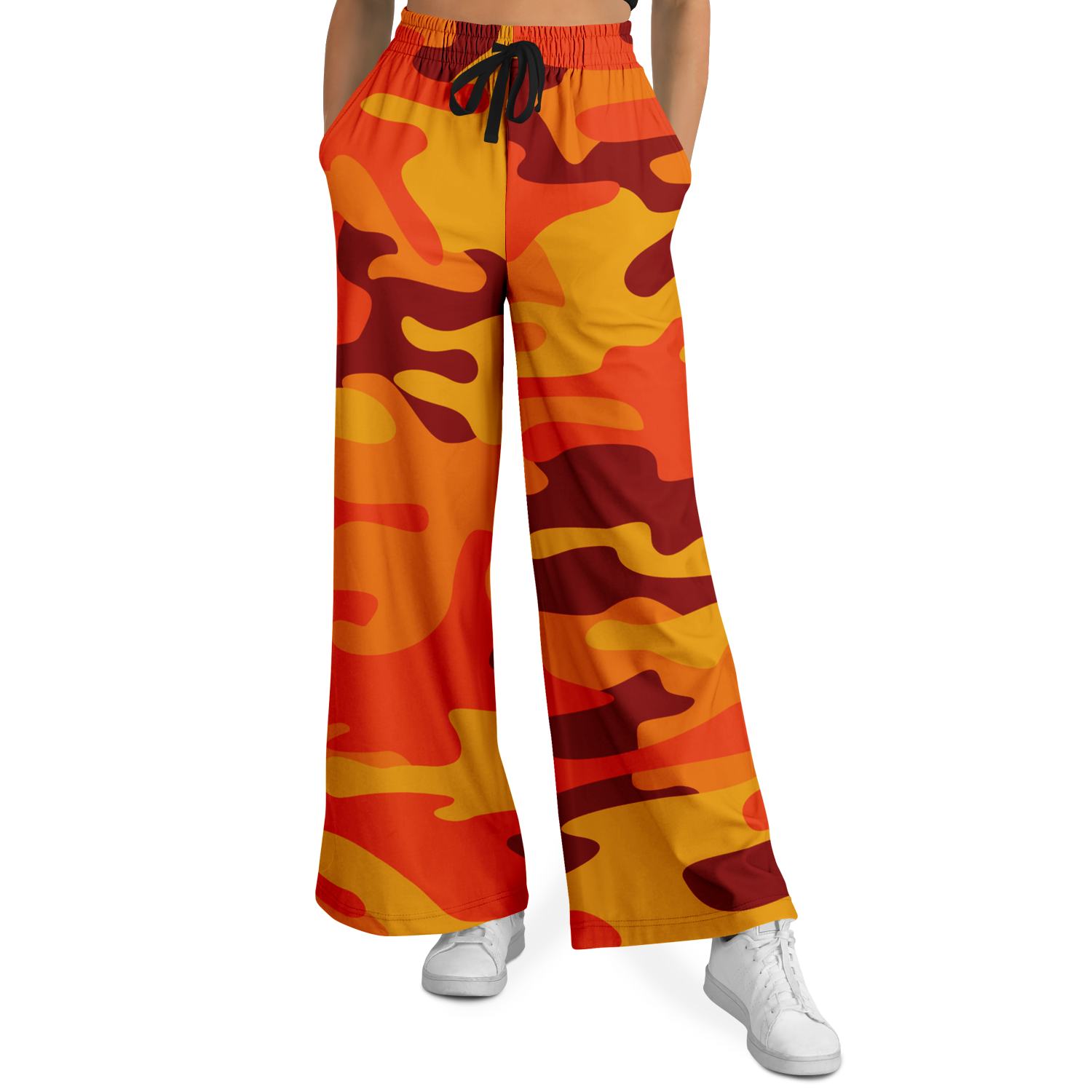 Camo Wide Leg Pants | Orange & Red Camo