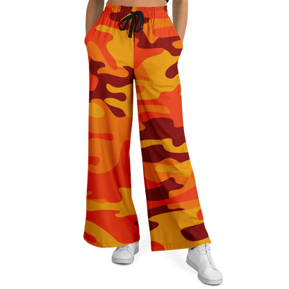 Camo Wide Leg Pants | Orange & Red Camo