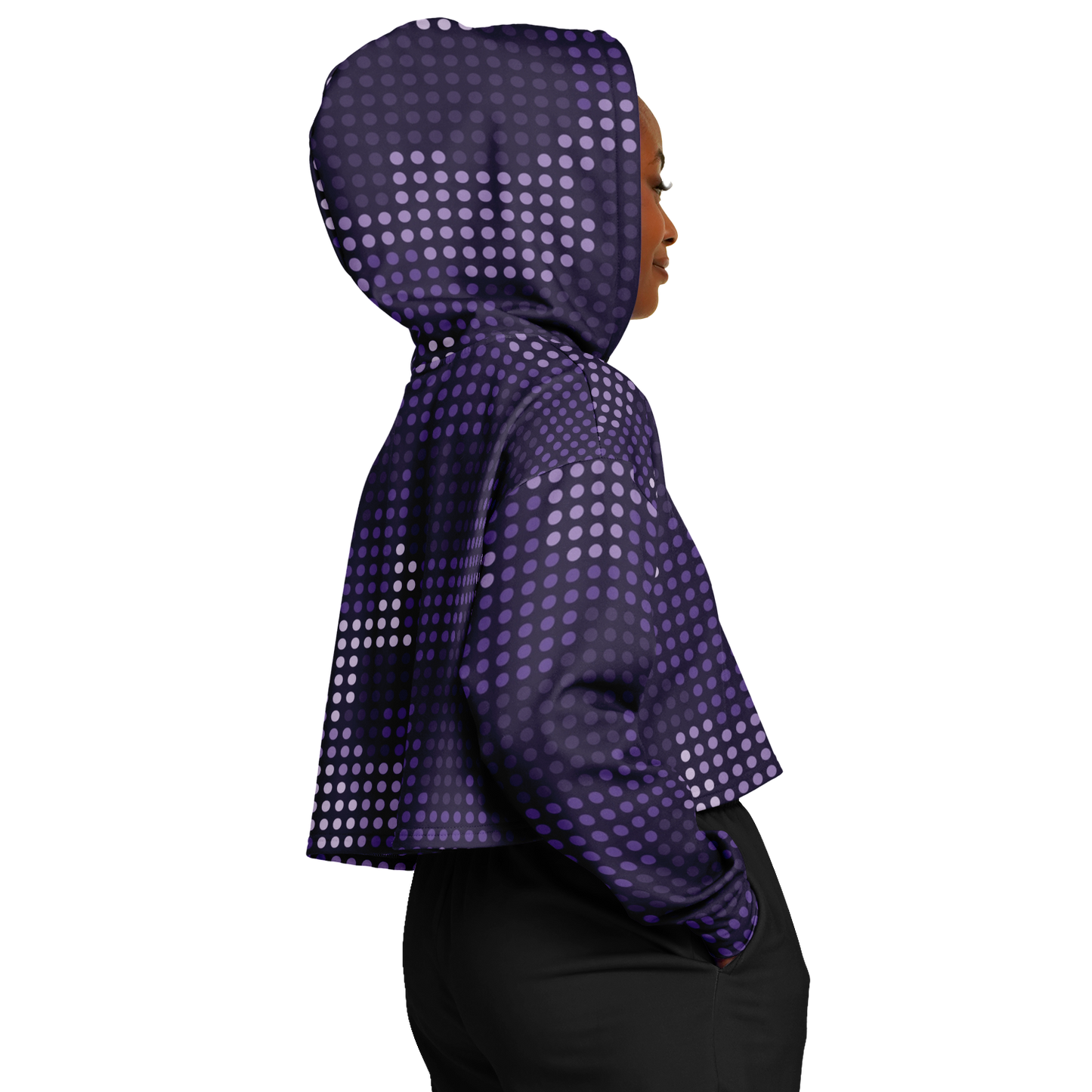 Cropped Hoodie For Women | Blue Led Screen Camouflage Pattern