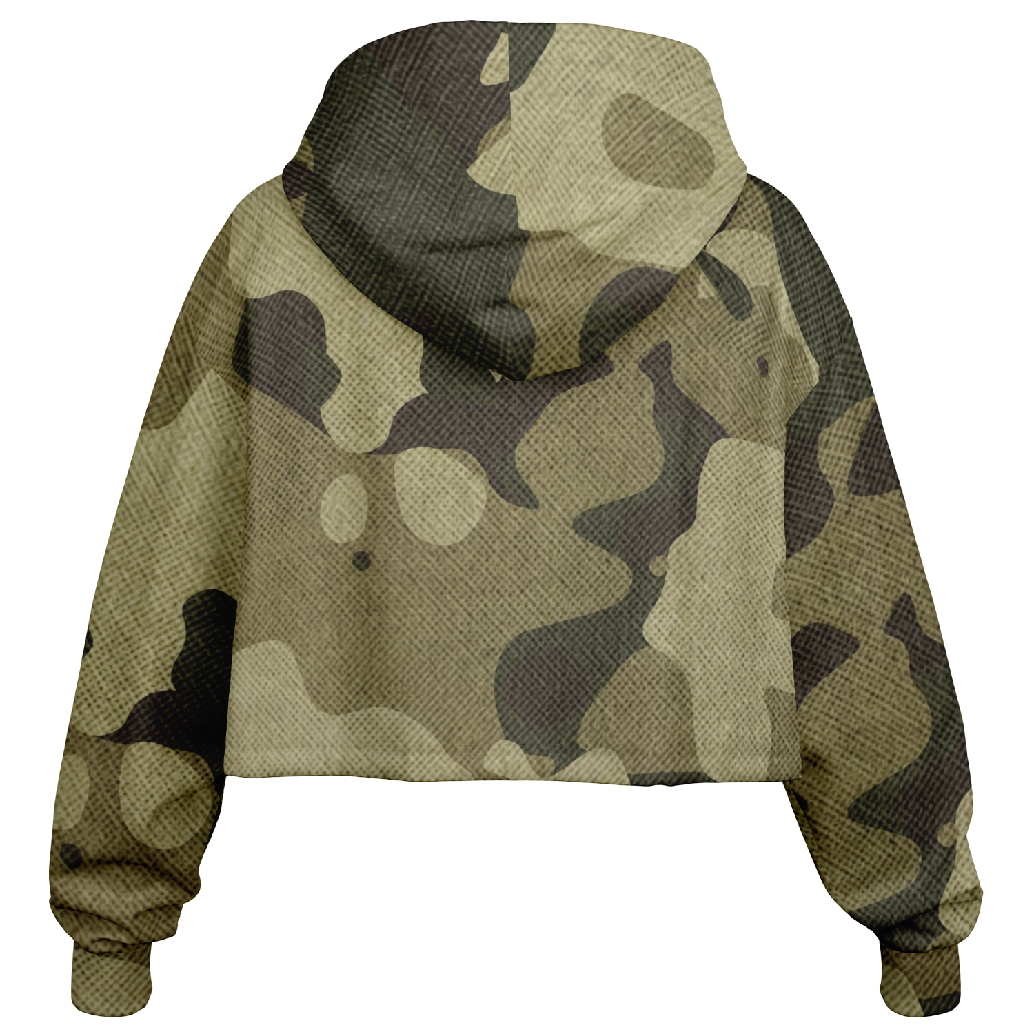 Cropped Hoodie For Women | Green Fabric Camouflage