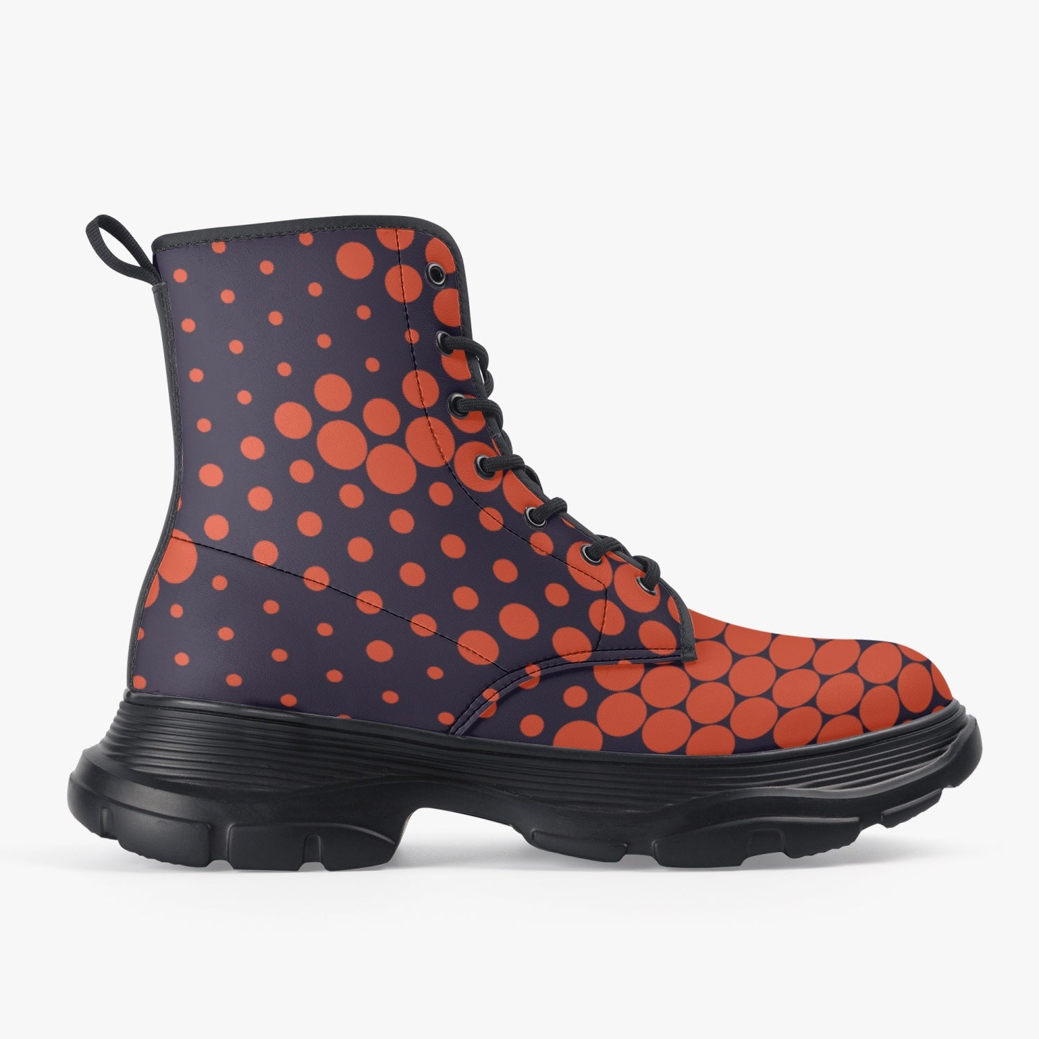 Chunky Boots | Leather in Orange & Blue Digital Camouflage