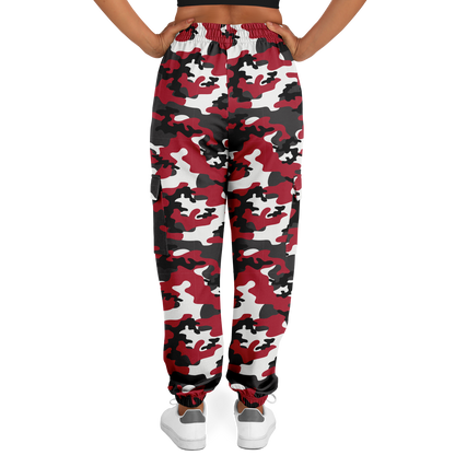 Red Camo Cargo Pants | MIxed Jungle Green, Black, & White