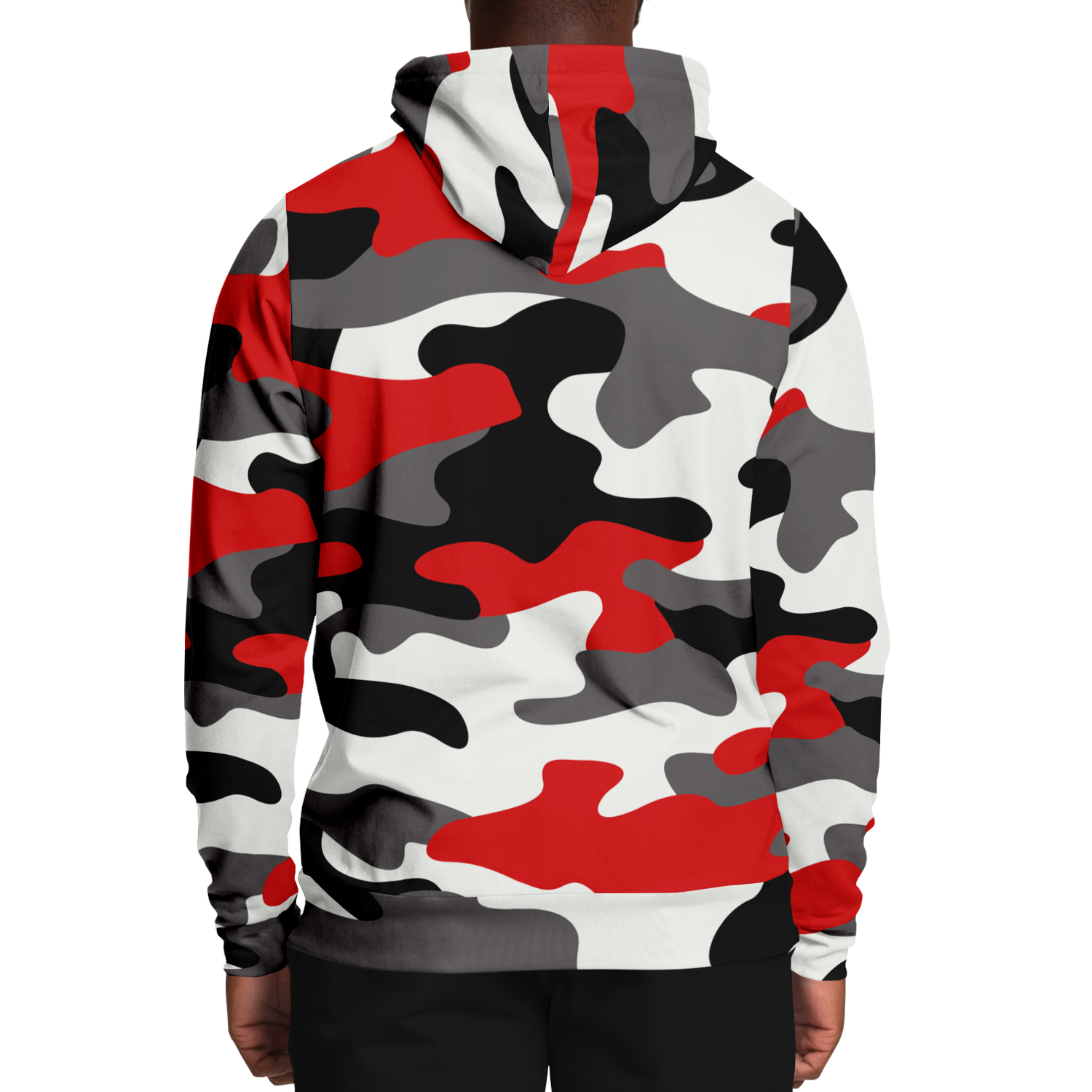 Camo Hoodie | Red, Black & White Camouflage Pullover