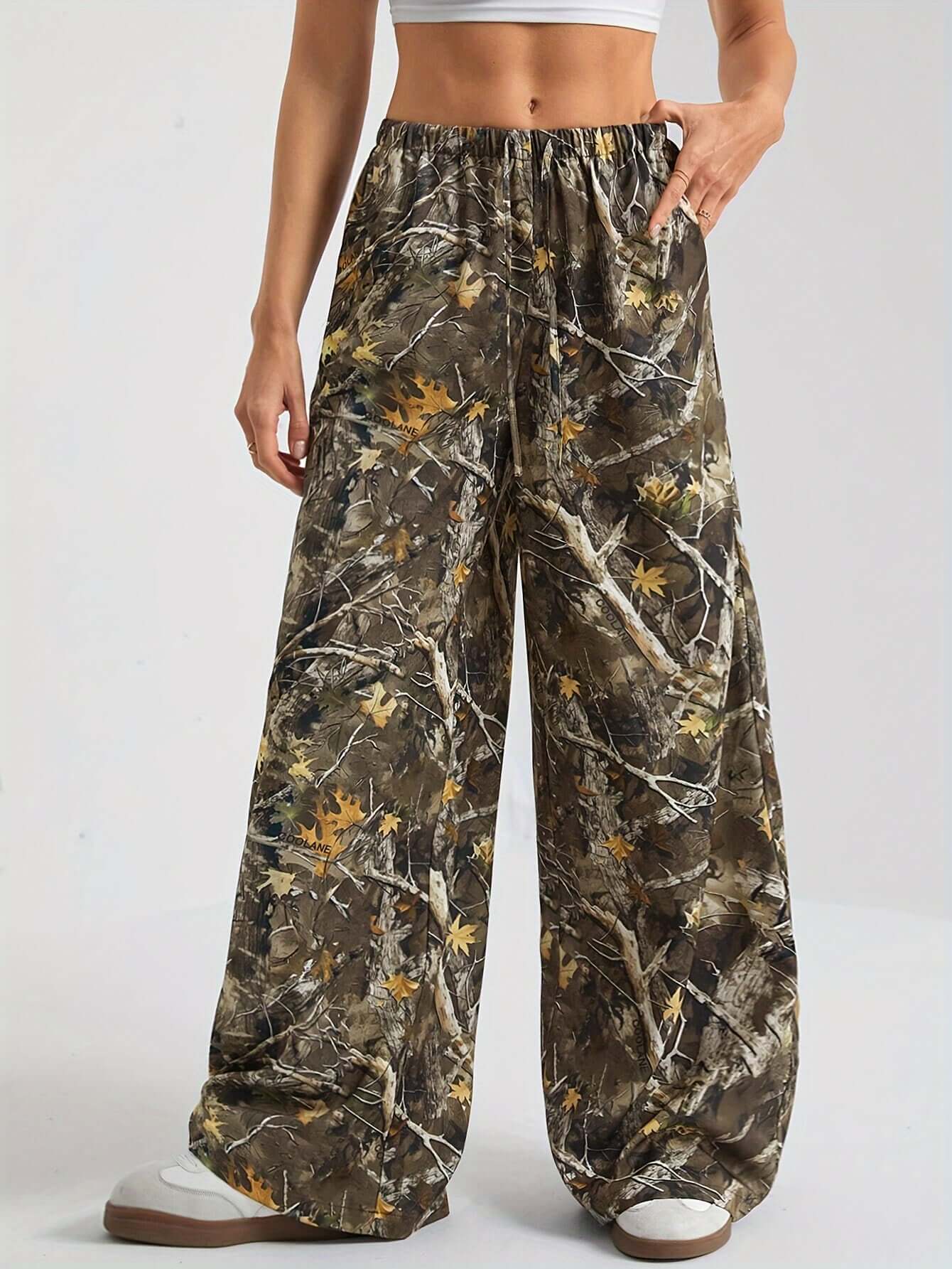 Camo Wide Leg Pants | Causal Slant Pocket Loose Fit